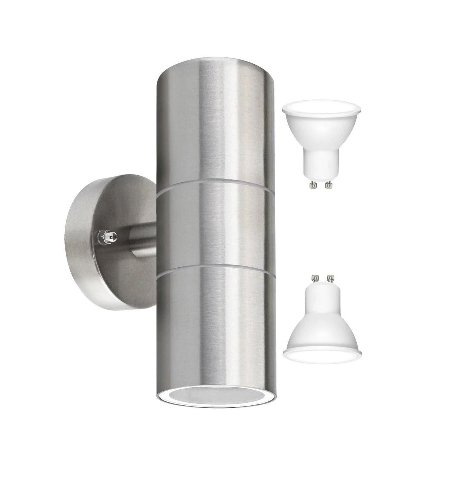 Modern Outdoor Up Down Wall Light – Stainless Steel. IP65 Waterproof. Mains Powered Exterior Sconce for Porch. Patio. or Garage