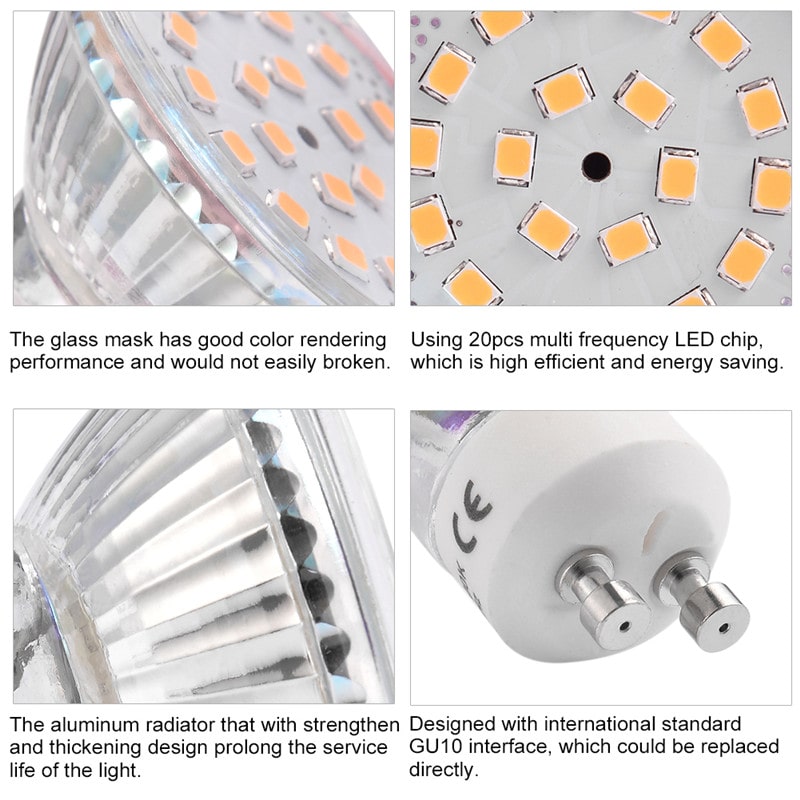 6 Pack 3.5W GU10 Warm White LED Bulbs(EU Standard)