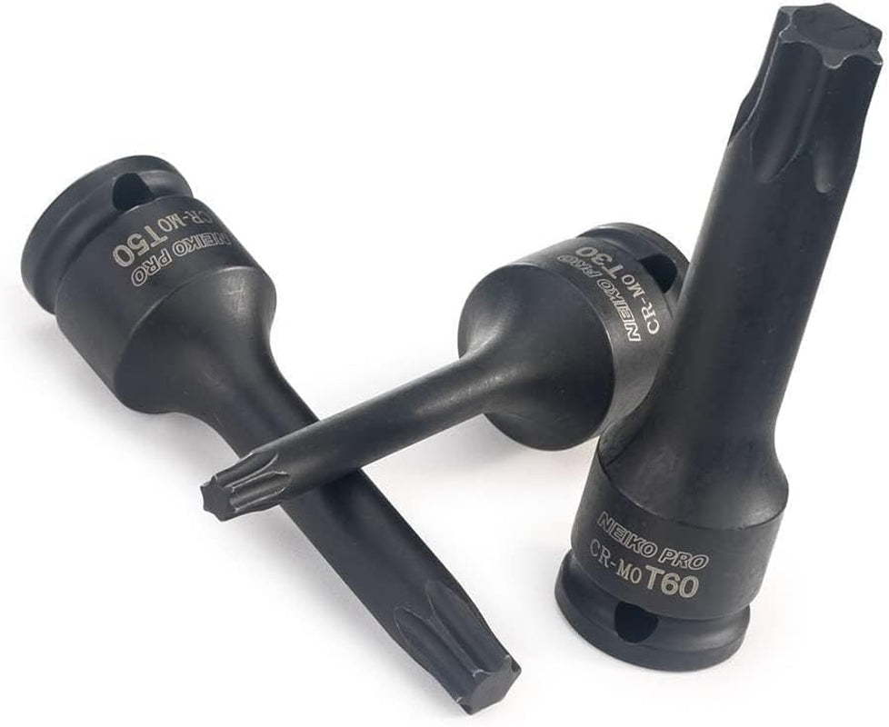 01132B 7-Piece Torx Star Driver Bit Socket Set | 3/8 Drive T20 to T60 | Durable Cr-Mo Impact Grade | 3 Length
