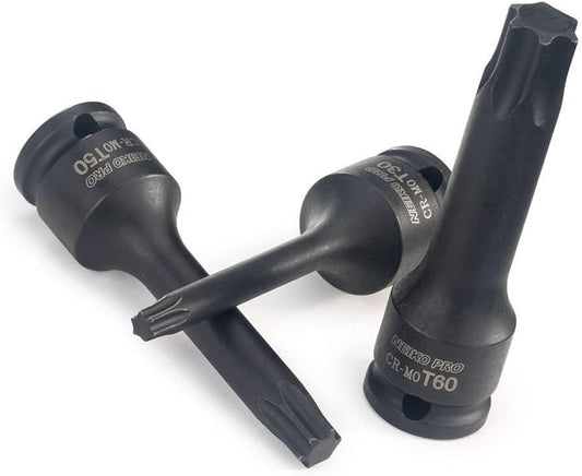 01132B 7-Piece Torx Star Driver Bit Socket Set | 3/8 Drive T20 to T60 | Durable Cr-Mo Impact Grade | 3 Length