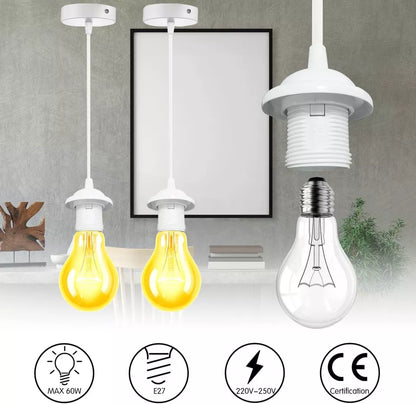 Pendant Light Fitting Set with E27 Holder. Ceiling Rose & Hanging Suspension Kit