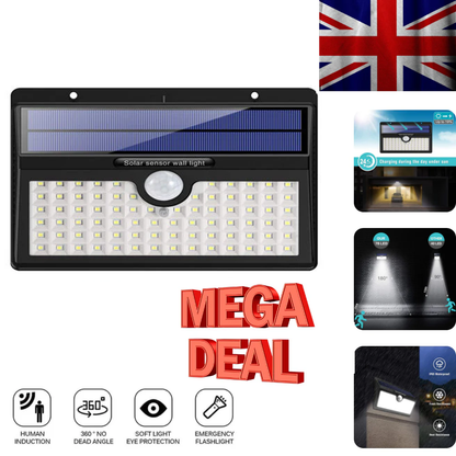 Solar Motion Sensor Light – 78 LED Outdoor Waterproof Wall Light with 3 Modes. Wireless & Solar Powered for Garden. Yard. or Pathway