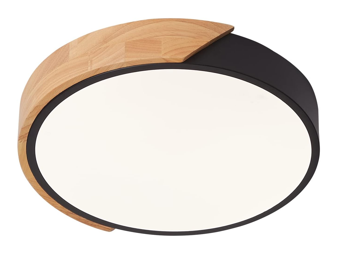 Modern LED Ceiling Light 24W. Oak & Iron Frame. 1600LM Cool White 6000K. Ideal for Living Room & Hallway