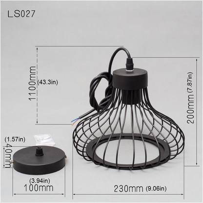 Industrial Retro Cage Ceiling Pendant Light. Vintage Hanging Lighting Fixture for Kitchen. Dining. and Loft Spaces
