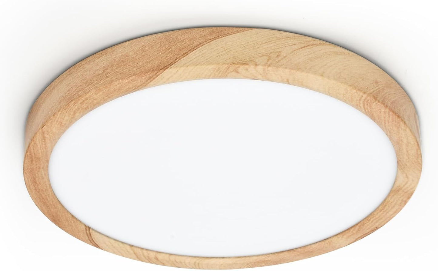 LED Ceiling Light. 12W Wood Grain Flat Small Round Nordic Flush Ceiling Light for Bedroom Living Room Kitchen Bathroom Lights
