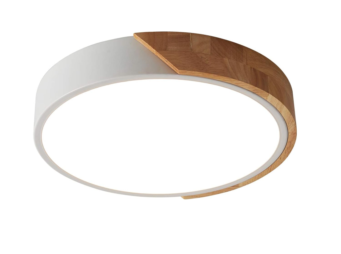 Modern LED Ceiling Light 24W. Oak & Iron Frame. 1600LM Cool White 6000K. Ideal for Living Room & Hallway