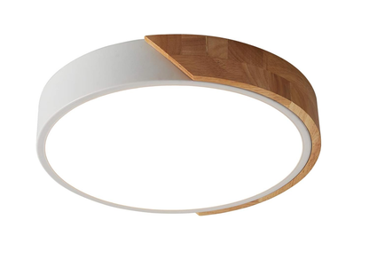 Modern LED Ceiling Light 24W. Oak & Iron Frame. 1600LM Cool White 6000K. Ideal for Living Room & Hallway