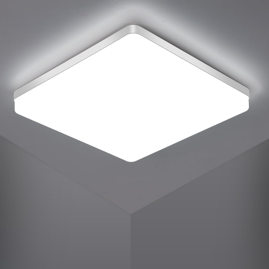 Square LED Ceiling Light. 4320lm. 6000K Daylight White. IP44 Waterproof. Energy-Saving Light for Bathroom. Kitchen. Bedroom. Office
