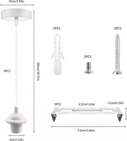 Pendant Light Fitting Set with E27 Holder. Ceiling Rose & Hanging Suspension Kit