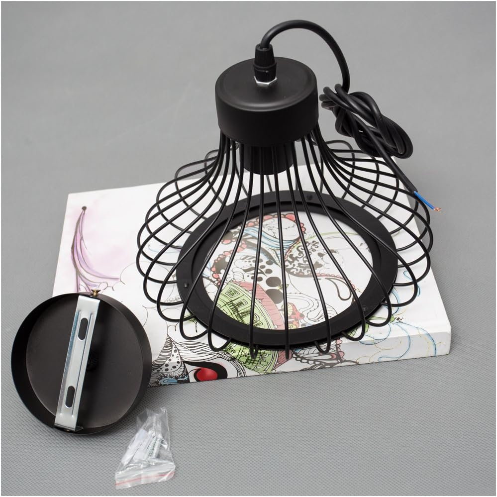 Industrial Retro Cage Ceiling Pendant Light. Vintage Hanging Lighting Fixture for Kitchen. Dining. and Loft Spaces