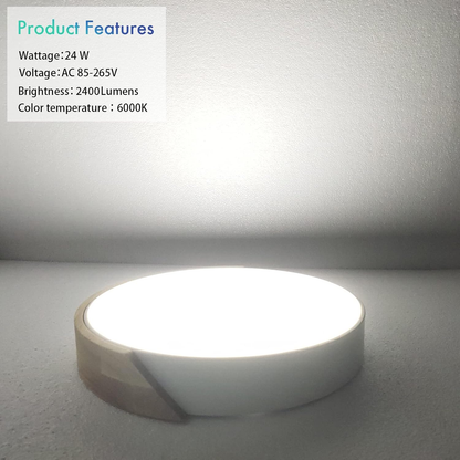 Modern LED Ceiling Light 24W. Oak & Iron Frame. 1600LM Cool White 6000K. Ideal for Living Room & Hallway