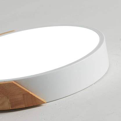 Modern LED Ceiling Light 24W. Oak & Iron Frame. 1600LM Cool White 6000K. Ideal for Living Room & Hallway