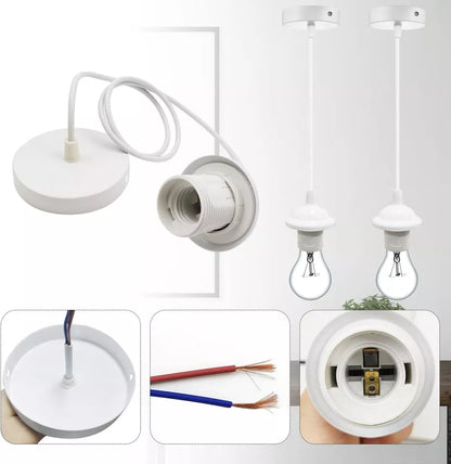 Pendant Light Fitting Set with E27 Holder. Ceiling Rose & Hanging Suspension Kit
