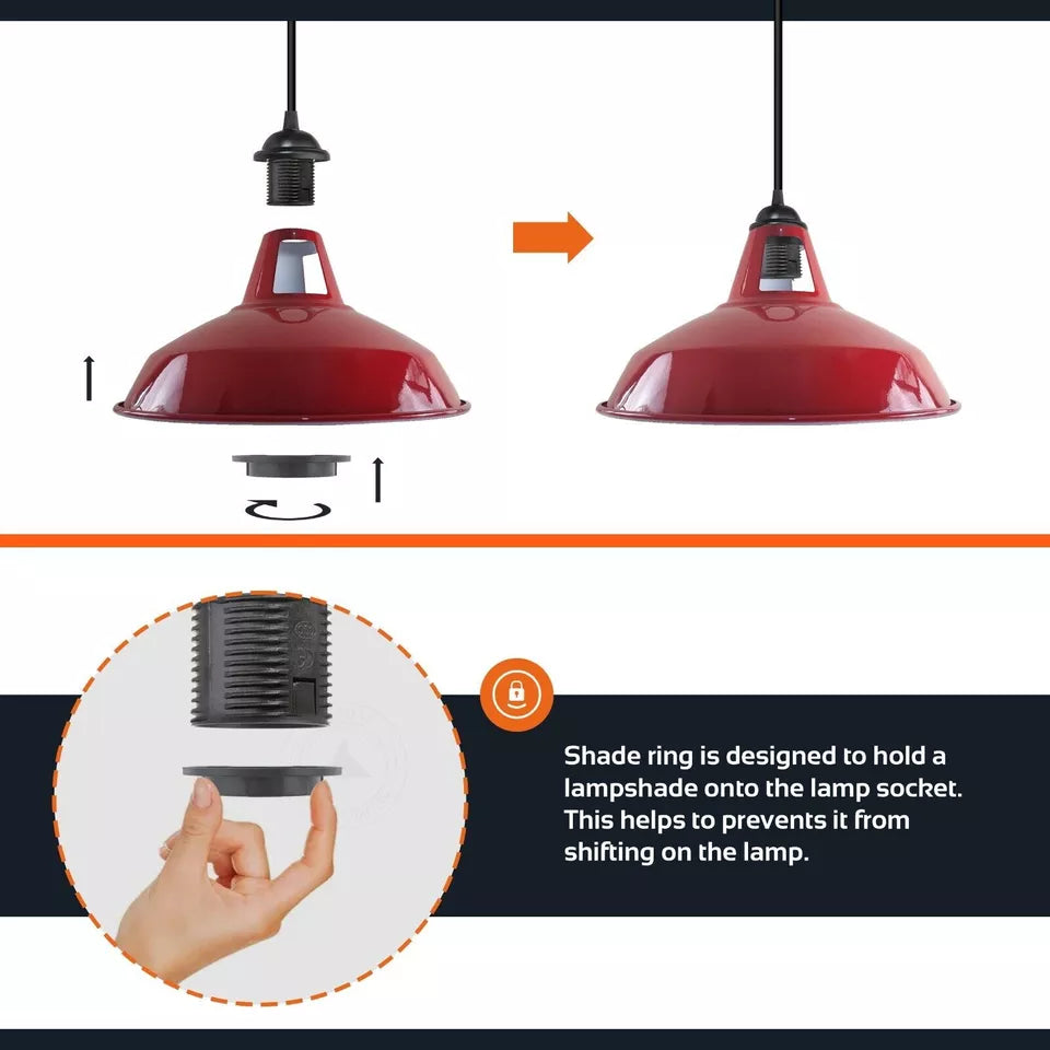 Pendant Light Fitting Set with E27 Holder. Ceiling Rose & Hanging Suspension Kit