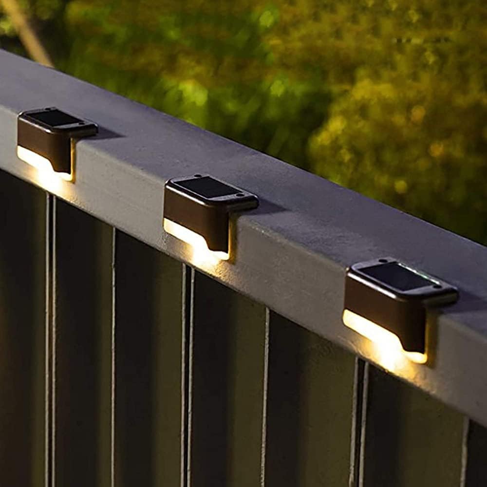 Solar Deck Lights 12 Pack – Outdoor Waterproof LED Step Lights (Warm White. Brown)