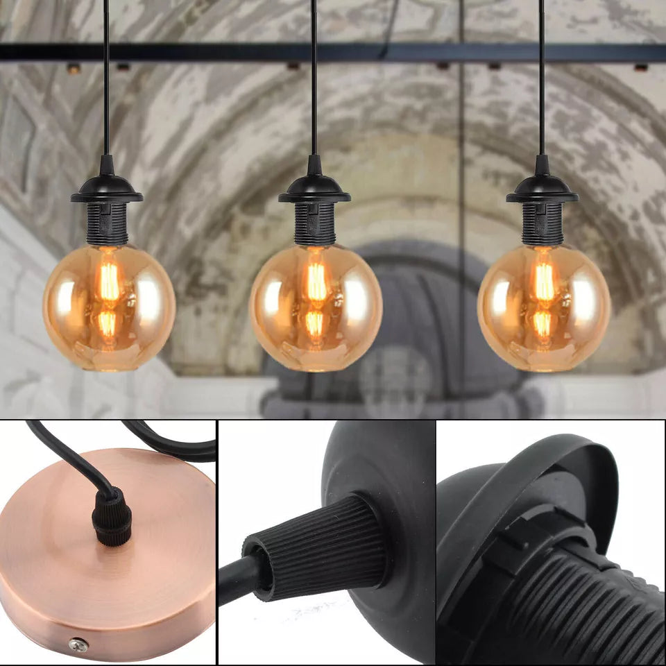 Pendant Light Fitting Set with E27 Holder. Ceiling Rose & Hanging Suspension Kit