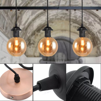 Pendant Light Fitting Set with E27 Holder. Ceiling Rose & Hanging Suspension Kit