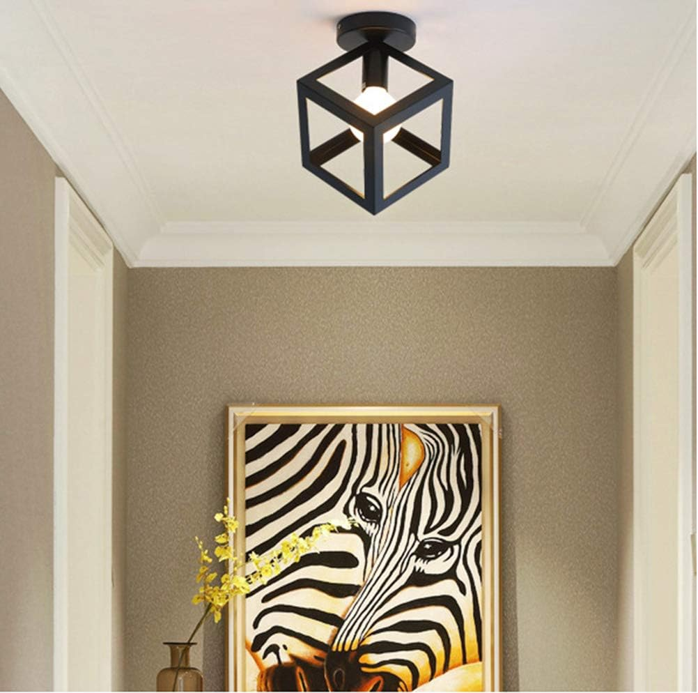 Vintage Black Cage Ceiling Light