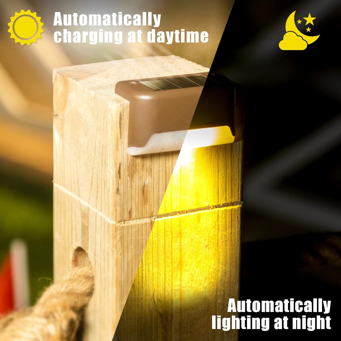 Solar Deck Lights 12 Pack – Outdoor Waterproof LED Step Lights (Warm White. Brown)