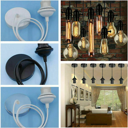 Pendant Light Fitting Set with E27 Holder. Ceiling Rose & Hanging Suspension Kit