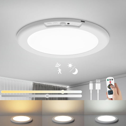7.5 Battery Operated Motion Sensor Ceiling Light. Dimmable