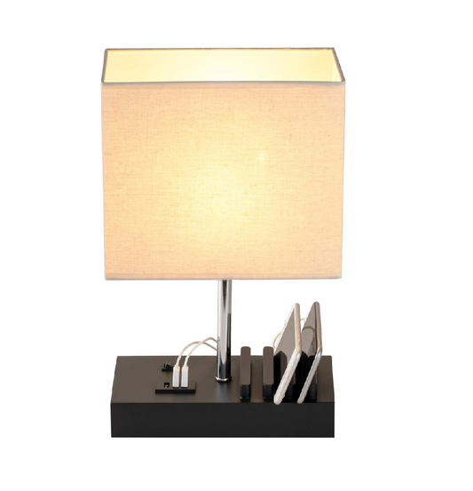 USB Bedside Table Lamp with Charging Station