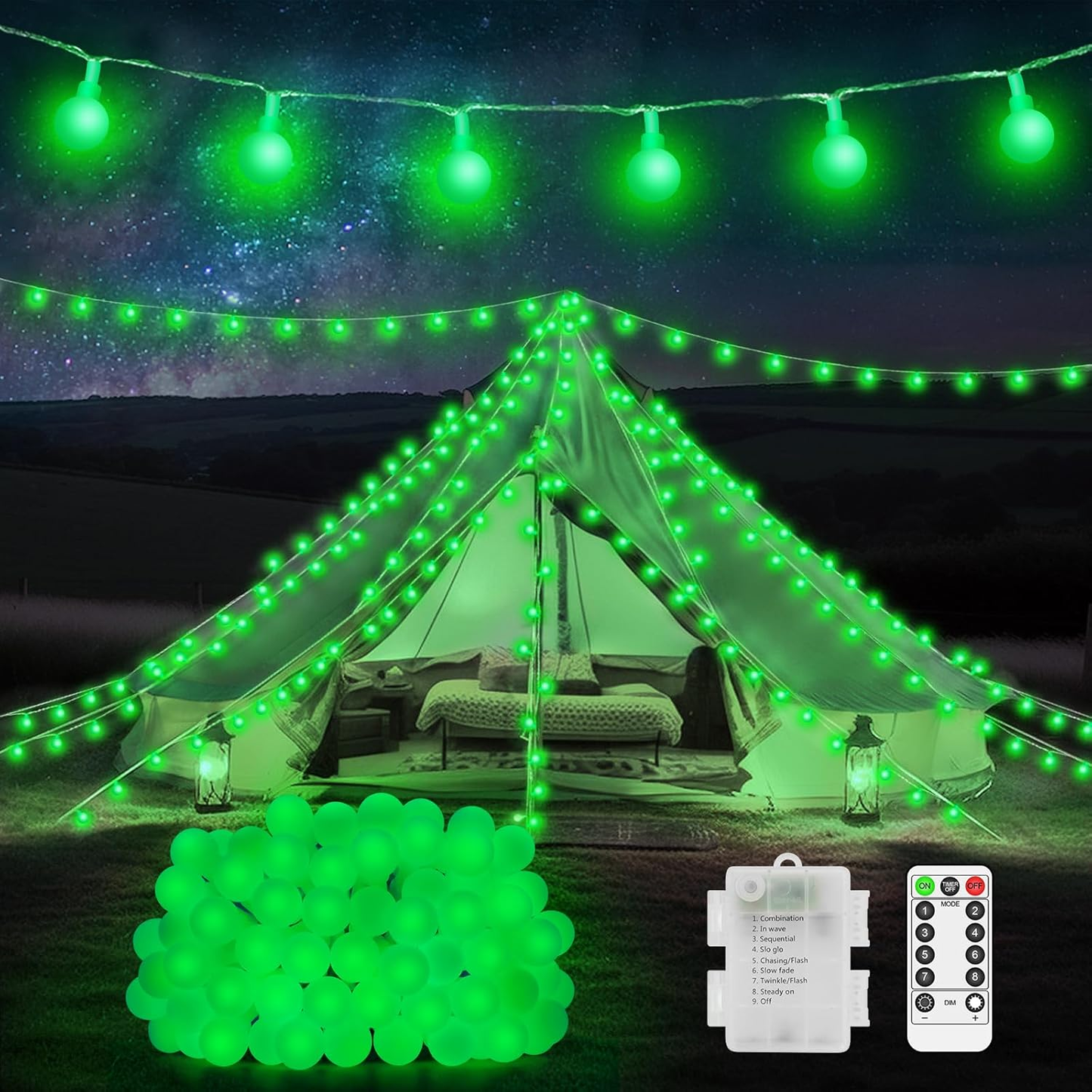 12M 100 LED Battery Operated Multicolor Globe Fairy Lights