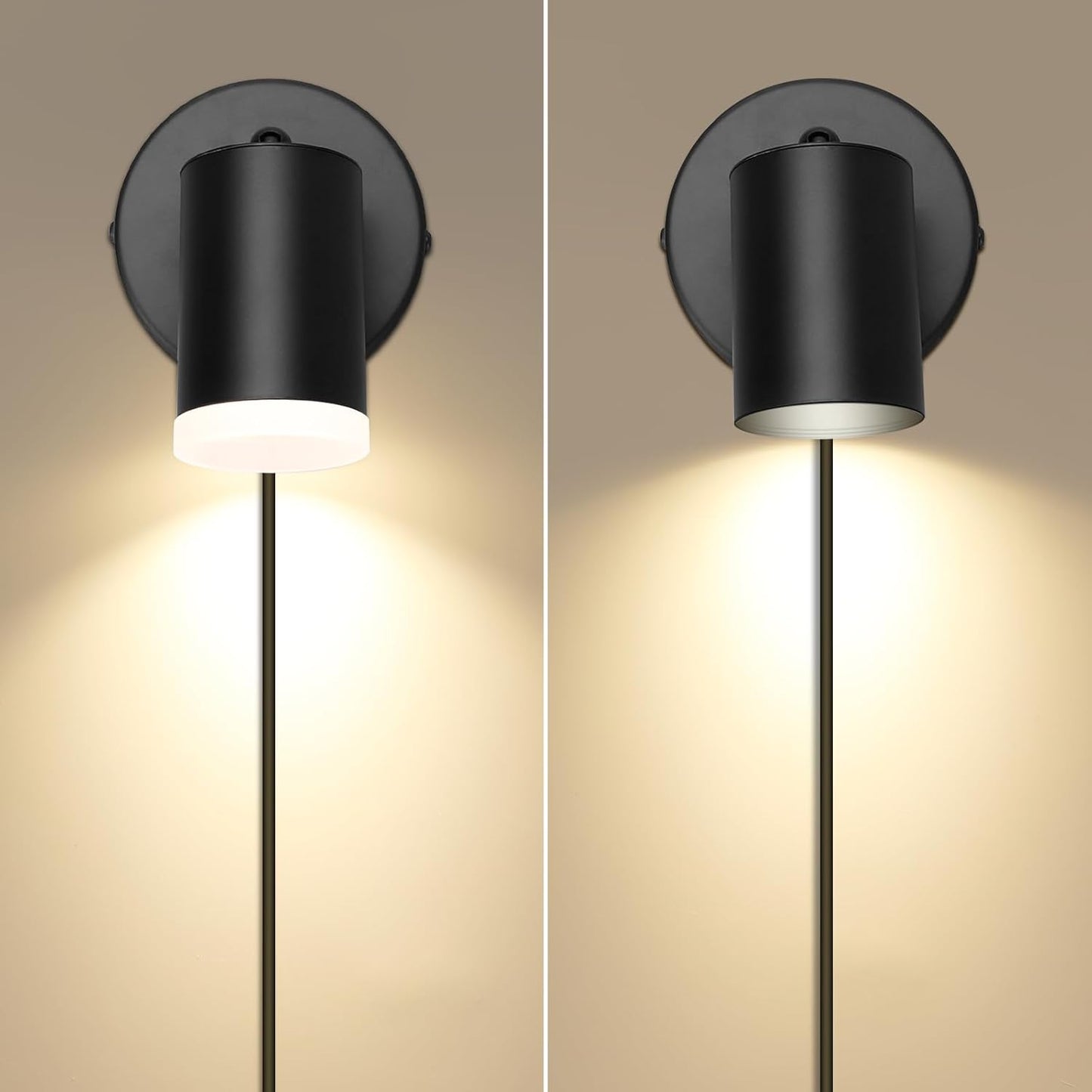 Wall Lights with Switch. Adjustable GU10 Plug-In Lamps 2 Pack