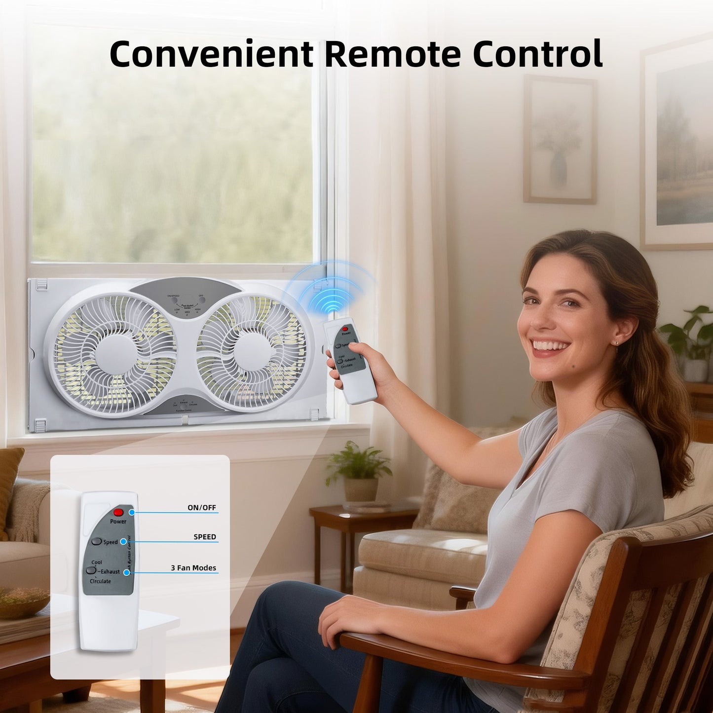 9 Inch Dual Window Fan with 3-Speed Reversible Airflow Blades