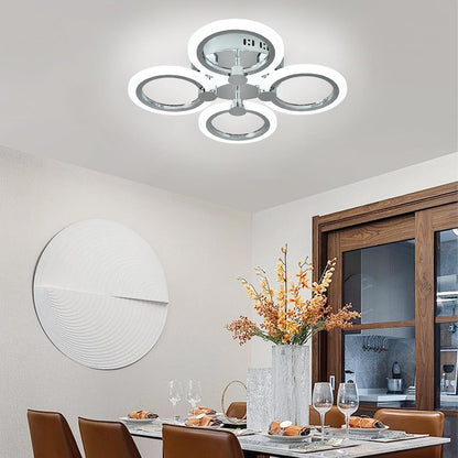 Modern 4-Ring LED Ceiling Light. Chrome. 6500K Daylight