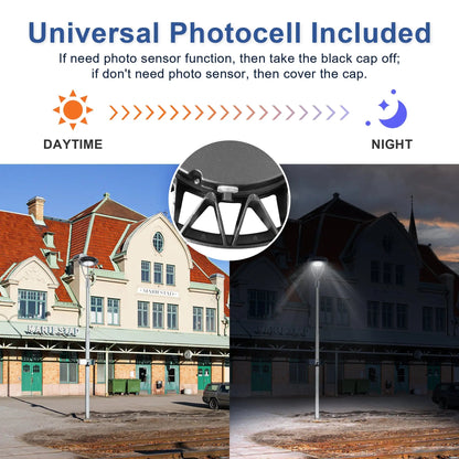 Commercial LED Post Top Light. 80W/100W/120W/150W Selectable. 3CCT Tunable. Photocell Included. IP65 Rated