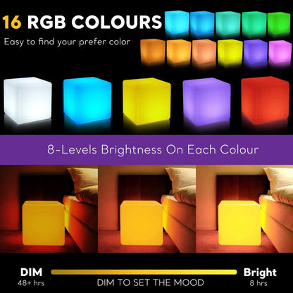 16 Waterproof Color Changing LED Cube Stool Lamp