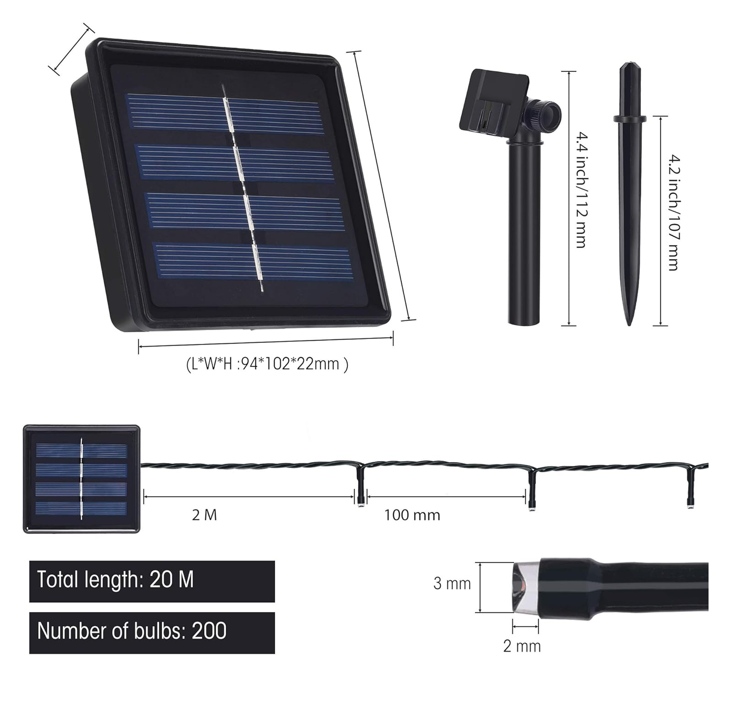 200 LED Solar Fairy lights