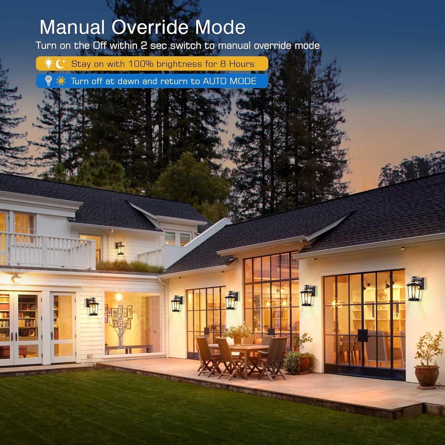 Porch Light Outdoor with Motion Sensor. Dusk-to-Dawn Black