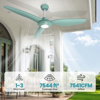 Solar Outdoor Ceiling Fan Light for Gazebo with Battery. 52 Solar Ceiling Fan with Adjustable Thermostat & 2pcs 30W Bifacial Panels for Patios. Porch. Barn. Shed