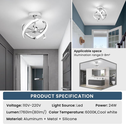 Curved LED Ceiling Light – 22W Cool White. Silver