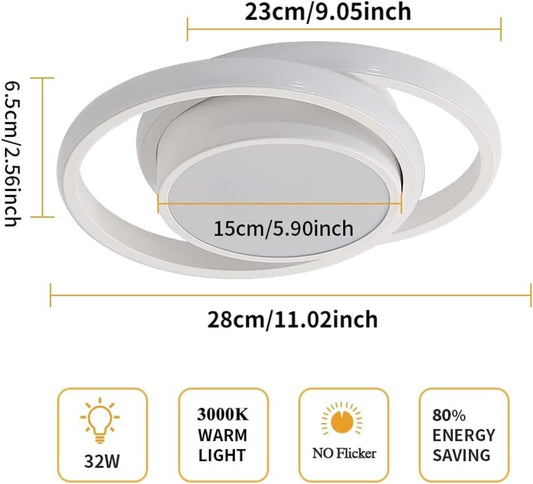 Modern LED Ceiling Lights 32W 2350lm. Warm White 3000K. Round Ceiling Lighting for Bedroom Hallway Balcony Corridor