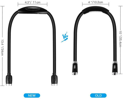 LEDGLE Updated Rechargeable LED Book Light. Hands Free. Best for Bed Reading or Read in Car. Flexible Arm. 4 Super Bright LED Bulbs. 4-Level Light Control