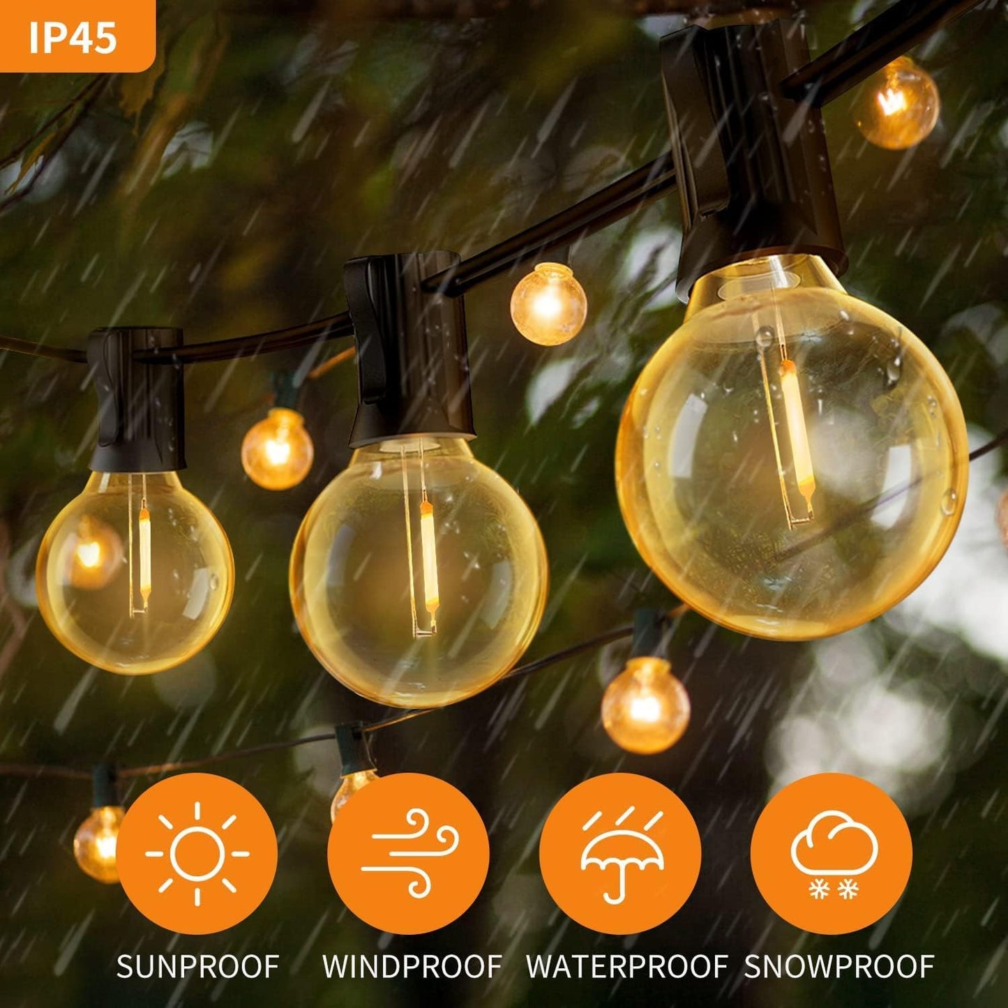 19M Outdoor Festoon Lights – G40 LED. Waterproof. Safe