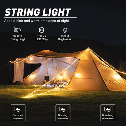Retractable Camping String Lights. 32FT. 100 RGBW LEDs