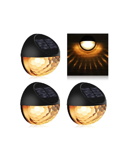 Solar Fence Lights - Warm White (8 Pack) for Garden. Fence. Patio Use