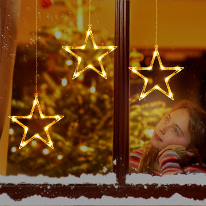 Christmas Window Star Lights. 30 LEDs Battery String Lights with Timer