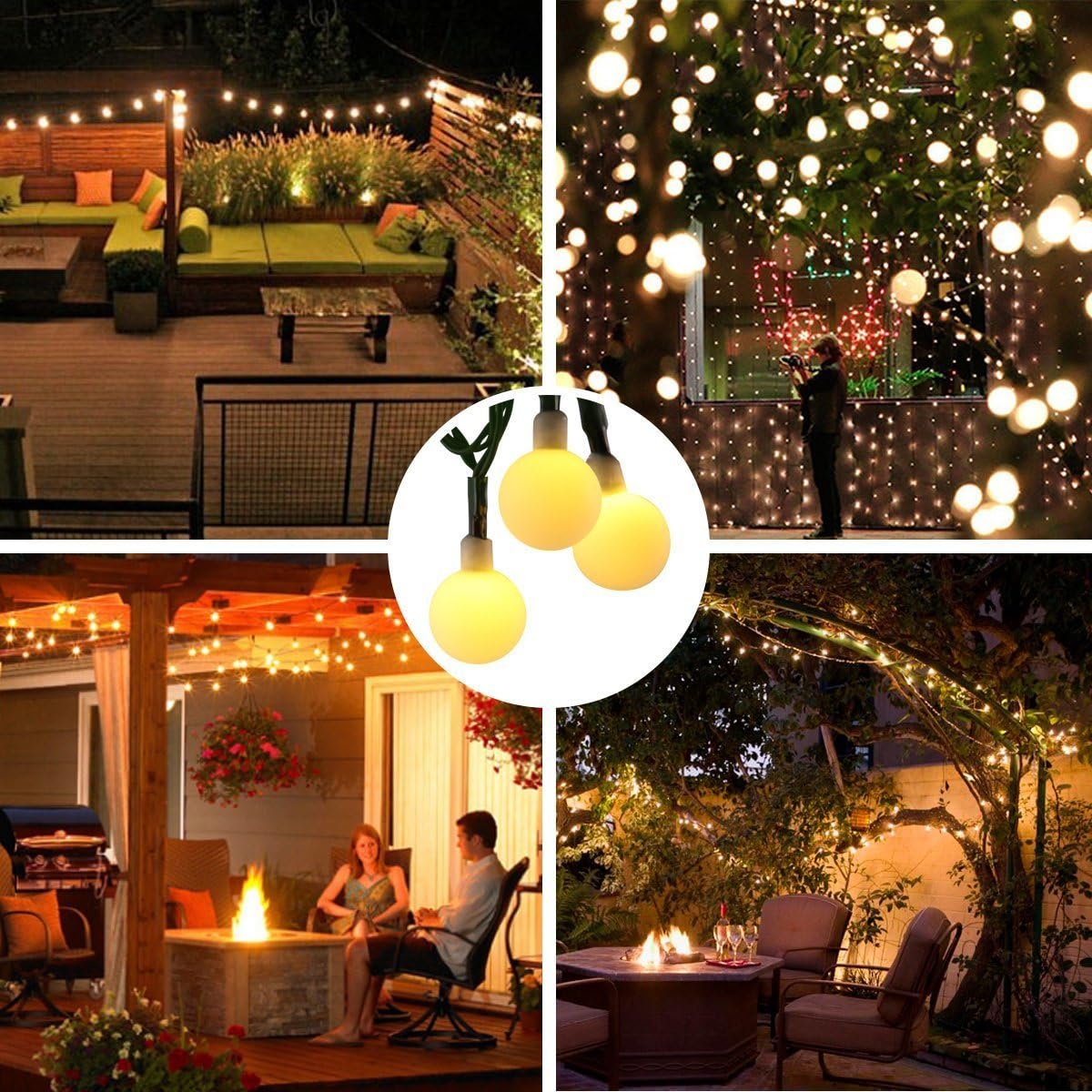 60 LED Solar Globe Fairy Lights – Warm White. Waterproof