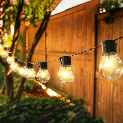 Solar Powered Retro Bulb String Lights – Warm White LED Outdoor Garden & Party Lighting