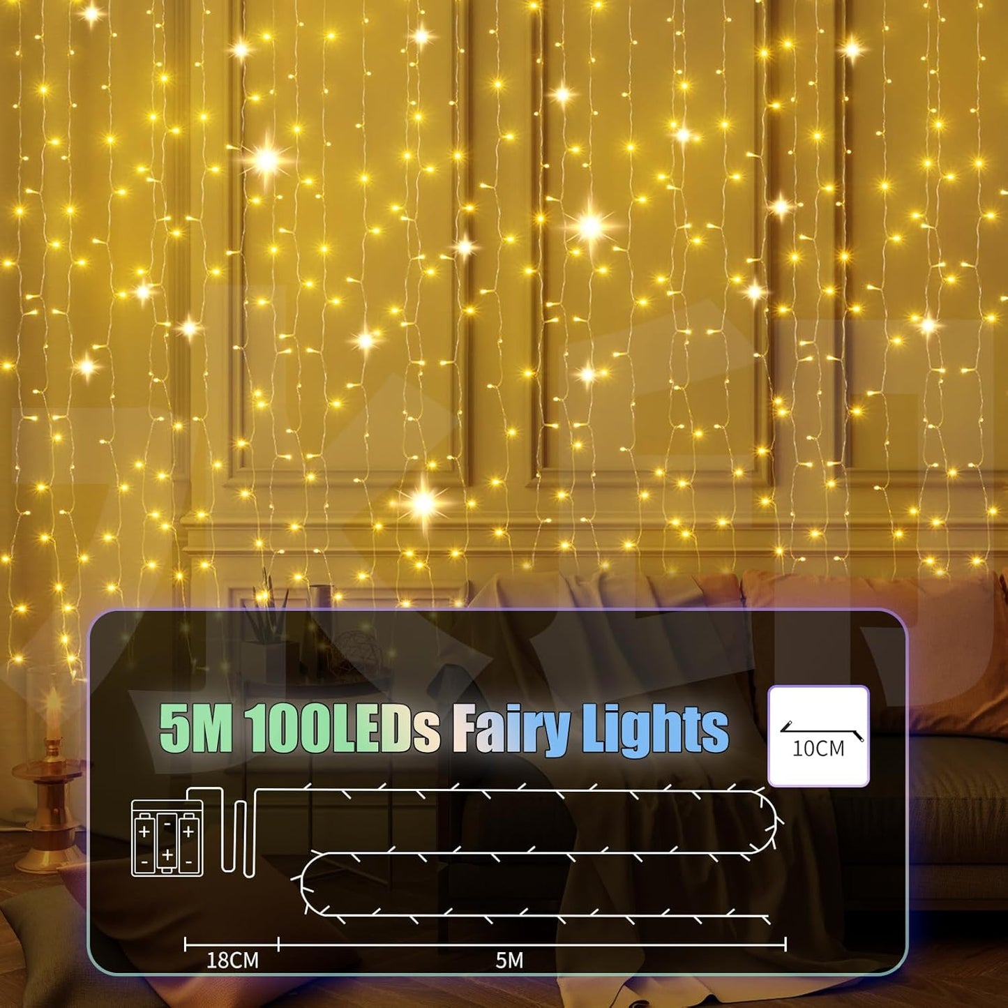 5M 50 LED Battery Operated Fairy String Lights – Warm White