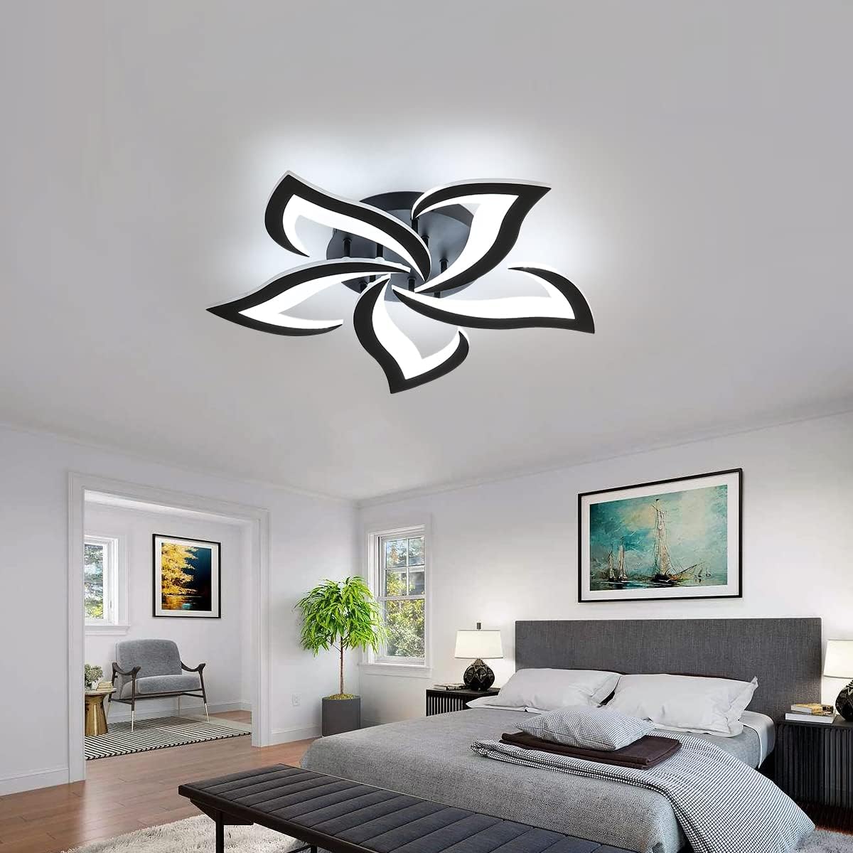 Modern Petal LED Ceiling Light – 60W Cool White Flush Mount Fixture