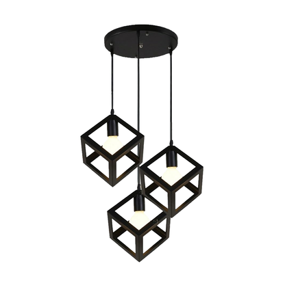 3-Light Cube Pendant Lamp – Modern Retro Chandelier for Bedroom. Living Room & Dining Room
