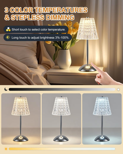 Rechargeable Gold Table Lamp. Touch Dimmable LED Desk Light