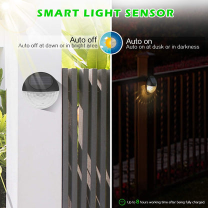 Solar Fence Lights - Warm White (8 Pack) for Garden. Fence. Patio Use