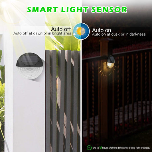 Solar Fence Lights - Warm White (8 Pack) for Garden. Fence. Patio Use